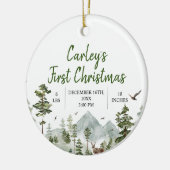 Winter Woodland Eerste Kerstmis dennenboom Keramisch Ornament (Links)