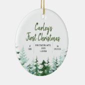 Winter Woodland Eerste Kerstmis Keramisch Ornament (Rechts)