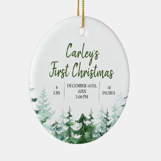 Winter Woodland Eerste Kerstmis Keramisch Ornament (Rechts)