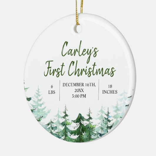 Winter Woodland Eerste Kerstmis Keramisch Ornament (Links)