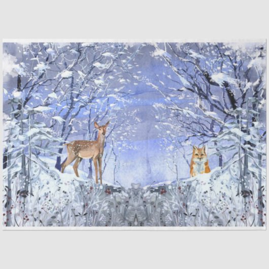 Winter Woodland Emphemera Serie Ontwerp 5 Tissuepapier (Voorkant)