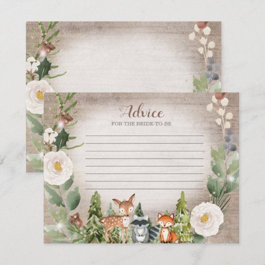 Winter Woodland Enclosure Card White Floral Informatiekaartje (Voorkant / Achterkant)