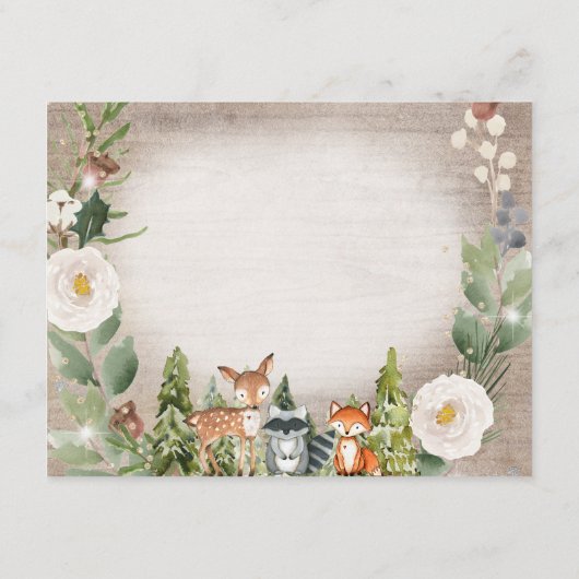 Winter Woodland Enclosure Card White Floral Informatiekaartje (Achterkant)