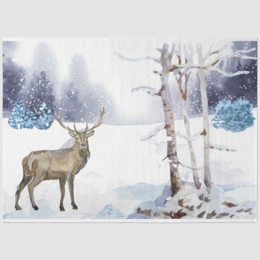 Winter Woodland Ephemera Serie Ontwerp 1 Tissuepapier (Voorkant)