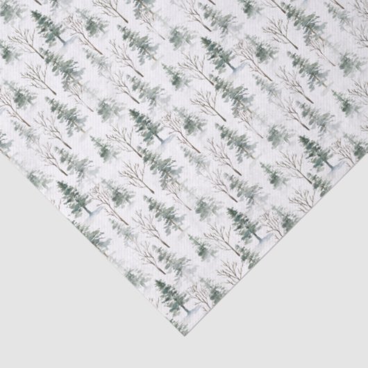 Winter Woodland Evergreen Forest Pattern Tissuepapier (Detail)