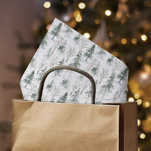 Winter Woodland Evergreen Forest Pattern Tissuepapier