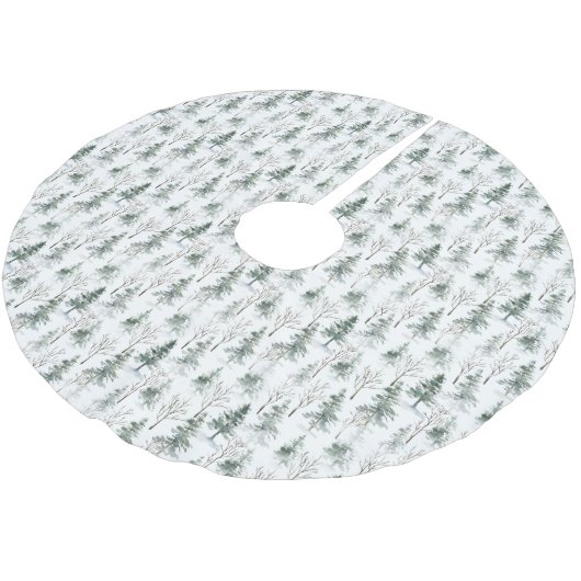 Winter Woodland Evergreen Tree Pattern Kerstboom Rok (Gekanteld)
