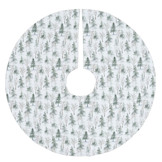 Winter Woodland Evergreen Tree Pattern Kerstboom Rok (Voorkant)