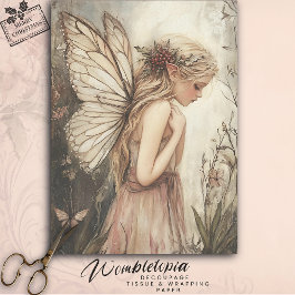  Winter Woodland Fairy met Holly & Berries Tissuepapier