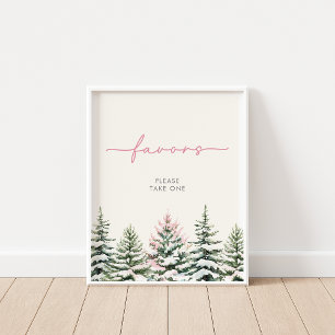 Winter Woodland Favors Sign Poster