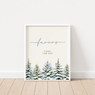 Winter Woodland Favors Sign Poster