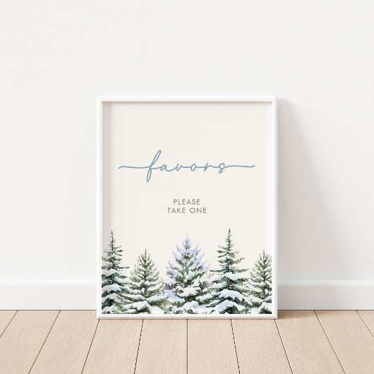 Winter Woodland Favors Sign Poster
