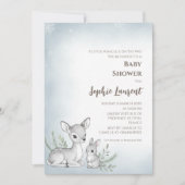 Winter Woodland Fawn Bunny Baby shower Uitnodiging (Voorkant)