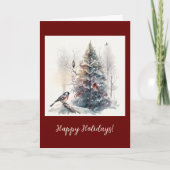 Winter Woodland Folded Holiday / kerstkaart Bedankkaart (Voorkant)