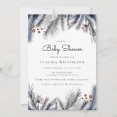 Winter Woodland Foliage Waterverf Baby shower Kaart (Voorkant)