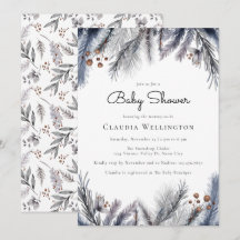Winter Woodland Foliage Waterverf Baby shower