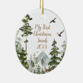 Winter Woodland Forest 1e Kerstmis Keramisch Ornament (Rechts)