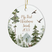 Winter Woodland Forest 1e Kerstmis Keramisch Ornament (Links)