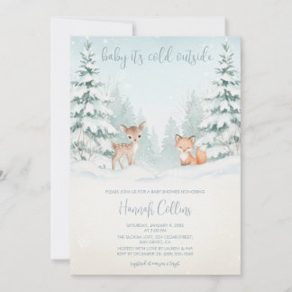 Winter Woodland Forest Animal Baby Shower Kaart