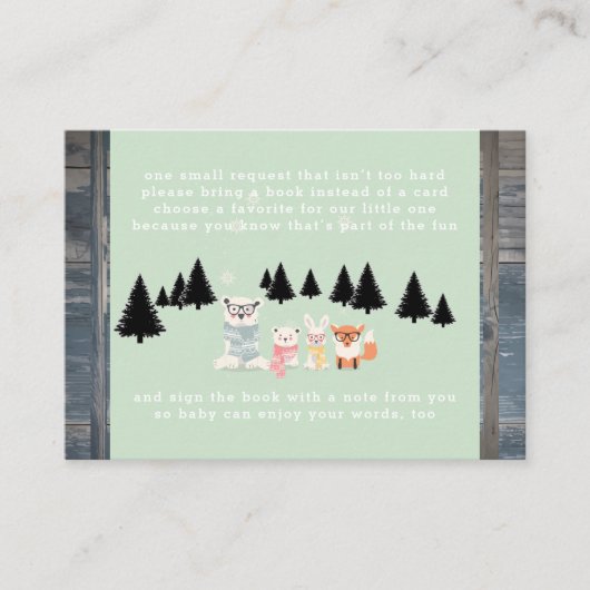 Winter Woodland Forest Animal Shower Boek Aanvraag Informatiekaartje (Voorkant)