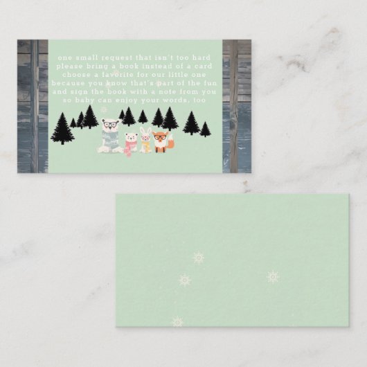 Winter Woodland Forest Animal Shower Boek Aanvraag Informatiekaartje (Voorkant / Achterkant)