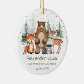 Winter Woodland Forest Animals Baby 1e Kerstdag Keramisch Ornament (Rechts)