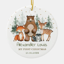 Winter Woodland Forest Animals Baby 1e Kerstdag