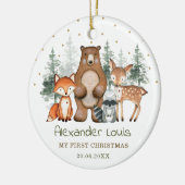 Winter Woodland Forest Animals Baby 1e Kerstdag Keramisch Ornament (Links)