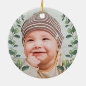 Winter Woodland Forest Animals Baby 1e Kerstdag Keramisch Ornament (Achterkant)