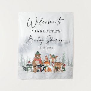 Winter Woodland Forest Animals Baby shower Welkoms Wandkleed