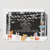 Winter Woodland Forest Baby Boy Shower Invitation Kaart (Voorkant)