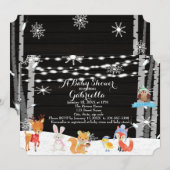 Winter Woodland Forest Baby Boy Shower Invitation Kaart (Voorkant / Achterkant)
