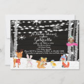 Winter Woodland Forest Baby Girl Shower Kaart (Voorkant)