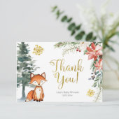 Winter Woodland Forest Baby shower - Hartelijk dan Bedankkaart (Staand voorkant)