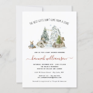 Winter Woodland Forest Baby shower Invitation Kaart