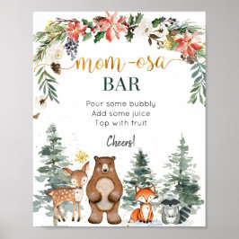 Winter Woodland Forest Baby shower Momosa Bar Poster
