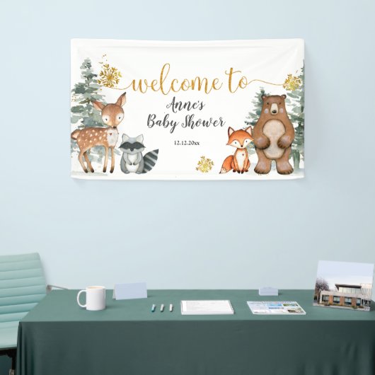 Winter Woodland Forest Baby shower Party Banner (Beurs)