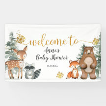 Winter Woodland Forest Baby shower Party Banner