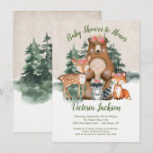 Winter Woodland Forest Baby Shower-uitnodigingen Kaart (Voorkant / Achterkant)