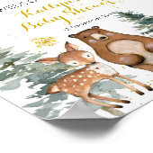 Winter Woodland Forest Baby shower Welkomstteken Poster (Hoek)