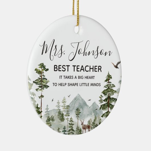 Winter Woodland Forest Beste Leraar Keramisch Ornament (Rechts)