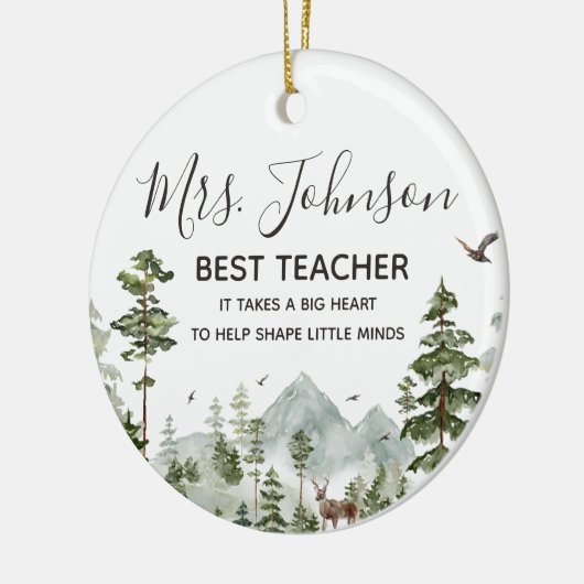 Winter Woodland Forest Beste Leraar Keramisch Ornament (Links)