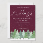 Winter Woodland Forest Burgundy Wedding Qr Code  Kaart (Voorkant)
