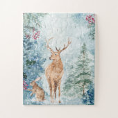 Winter Woodland Forest Deer Legpuzzel (Verticaal)