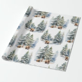 Winter Woodland Forest Grizzly Beer Familie Vakant Cadeaupapier (Uitgerold)