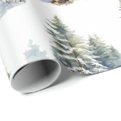 Winter Woodland Forest Grizzly Beer Familie Vakant Cadeaupapier (Rol Hoek)