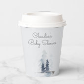 Winter Woodland Forest Modern Script Baby shower Papieren Bekers (Achterkant)