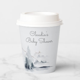 Winter Woodland Forest Modern Script Baby shower Papieren Bekers