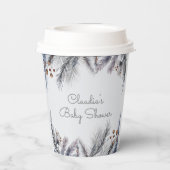 Winter Woodland Forest Modern Script Baby shower Papieren Bekers (Achterkant)