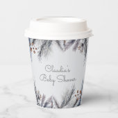 Winter Woodland Forest Modern Script Baby shower Papieren Bekers (Voorkant)